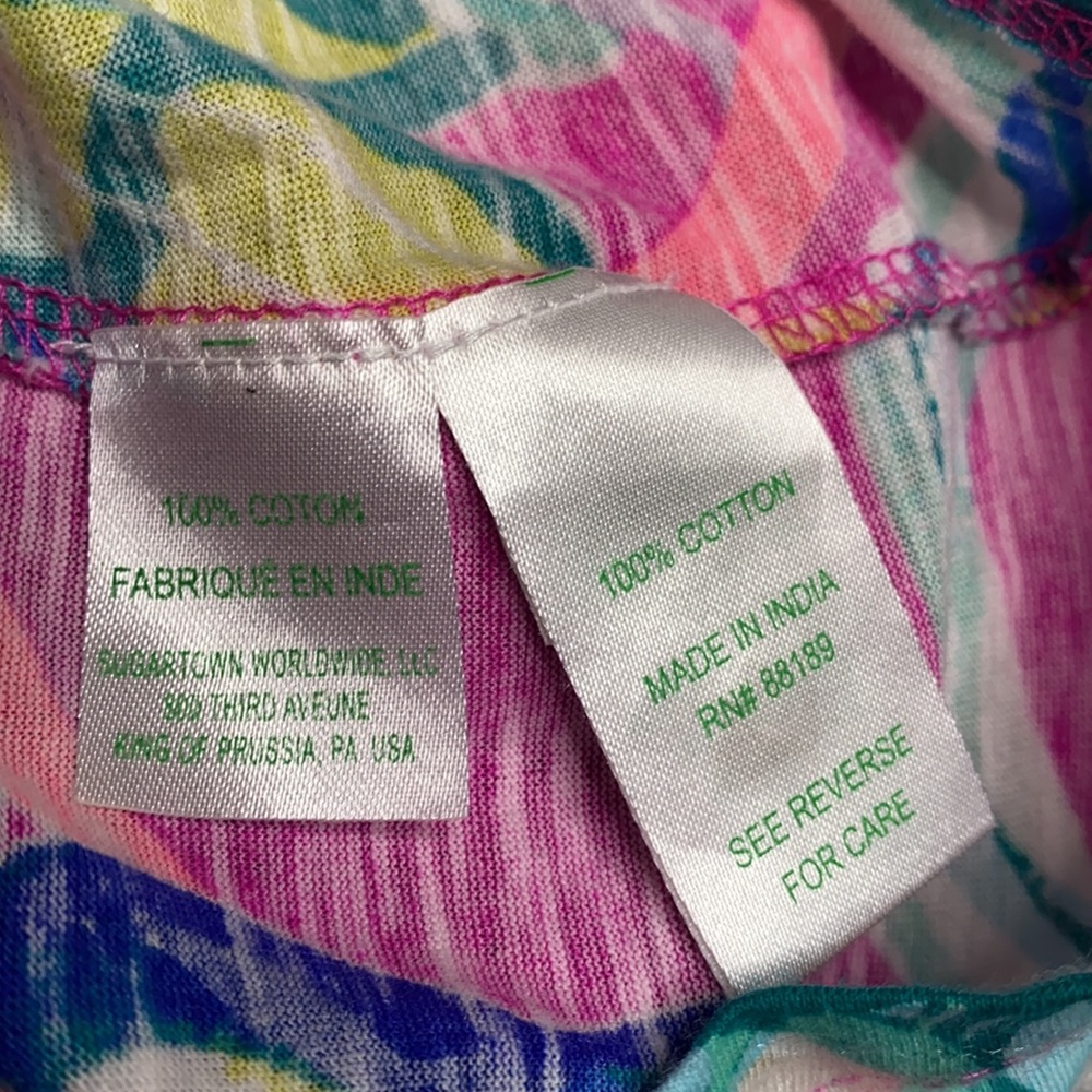 Lilly Pulitzer Pink Blue Essie Button Sleeveless Top Size X-Small - Picture 9 of 13